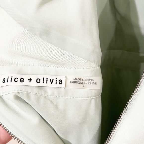 Alice + Olivia Nina Fit & Flare Mesh Cutout Detail Mint Aqua Green Mini Dress - Picture 13 of 15